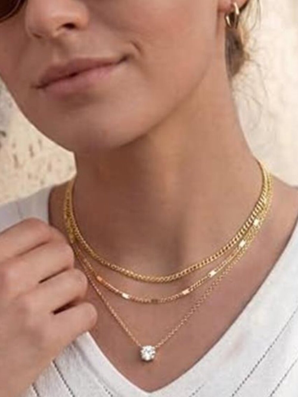 Women Gifts Layered Gold Necklaces 14K Gold Plated 3 Set Necklaces